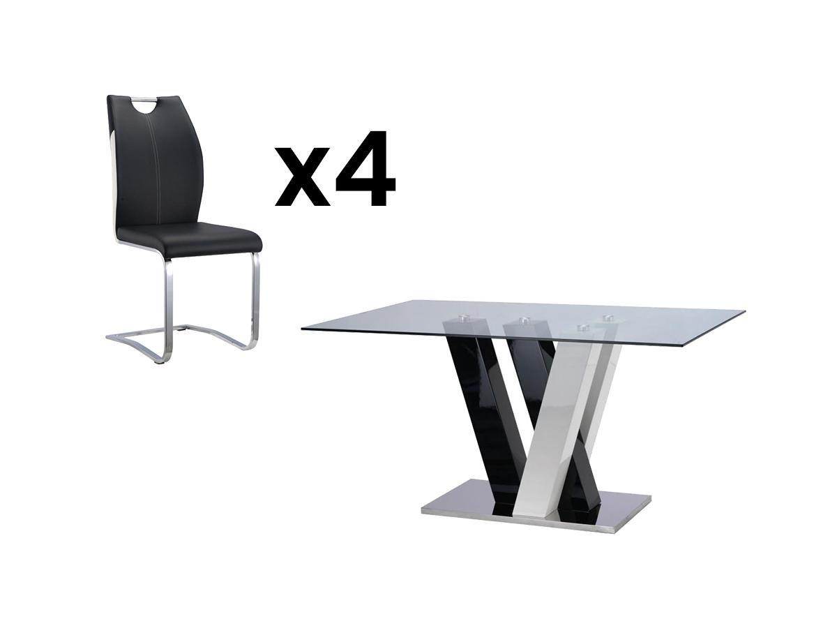 Vente-unique  Ensemble table + 4 chaises  etWINCH 