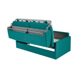 Vente-unique Schlafsofa 4Sitzer Stoff Liegefläche mit Lattenrost mit breiten LattenMatratze Türkis CALIFE  