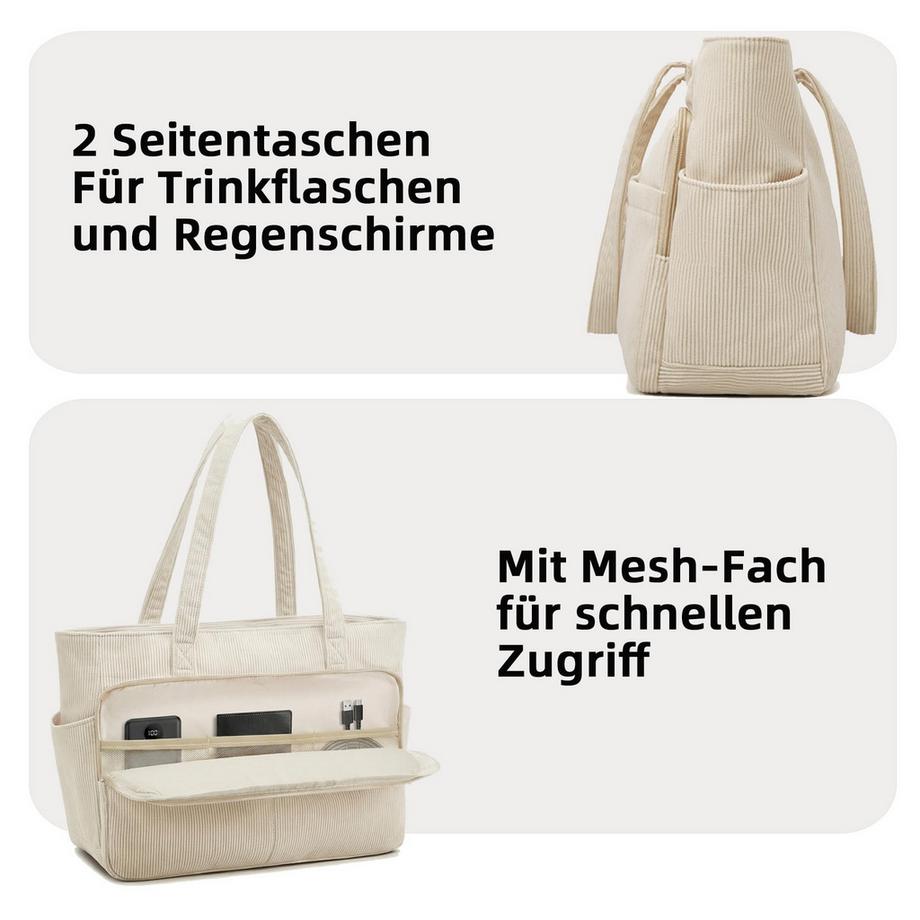 Only-bags.store Borsa Shopper Grande con Scomparto per Laptop da 15,6 Pollici e 12 Tasche  