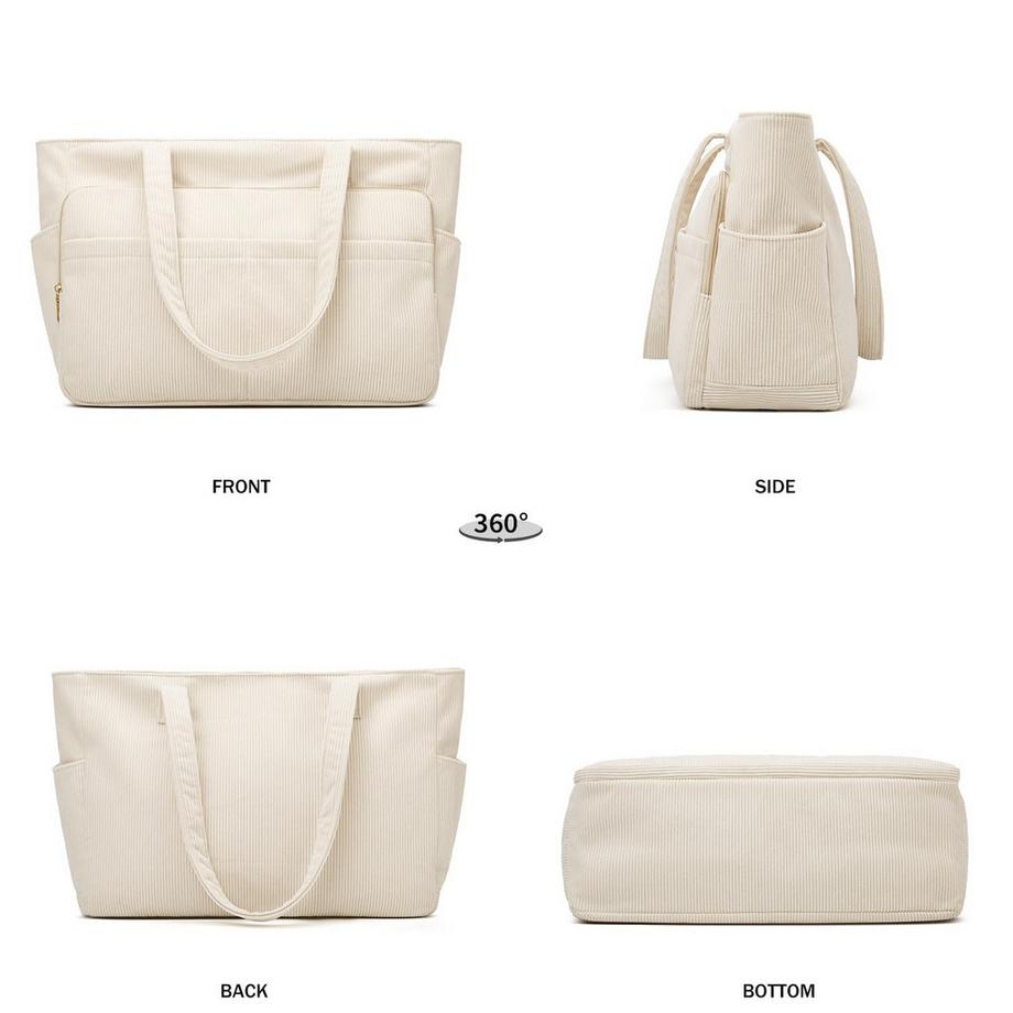 Only-bags.store Borsa Shopper Grande con Scomparto per Laptop da 15,6 Pollici e 12 Tasche  