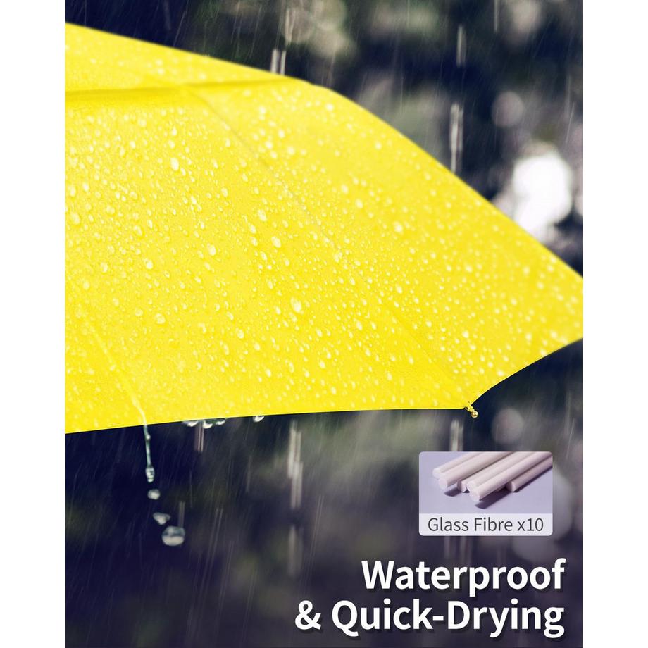 Alopini  Automatischer großer sturmsicherer Regenschirm, Taschenschirm mit belüftetem Doppeldach und Holzgriff 