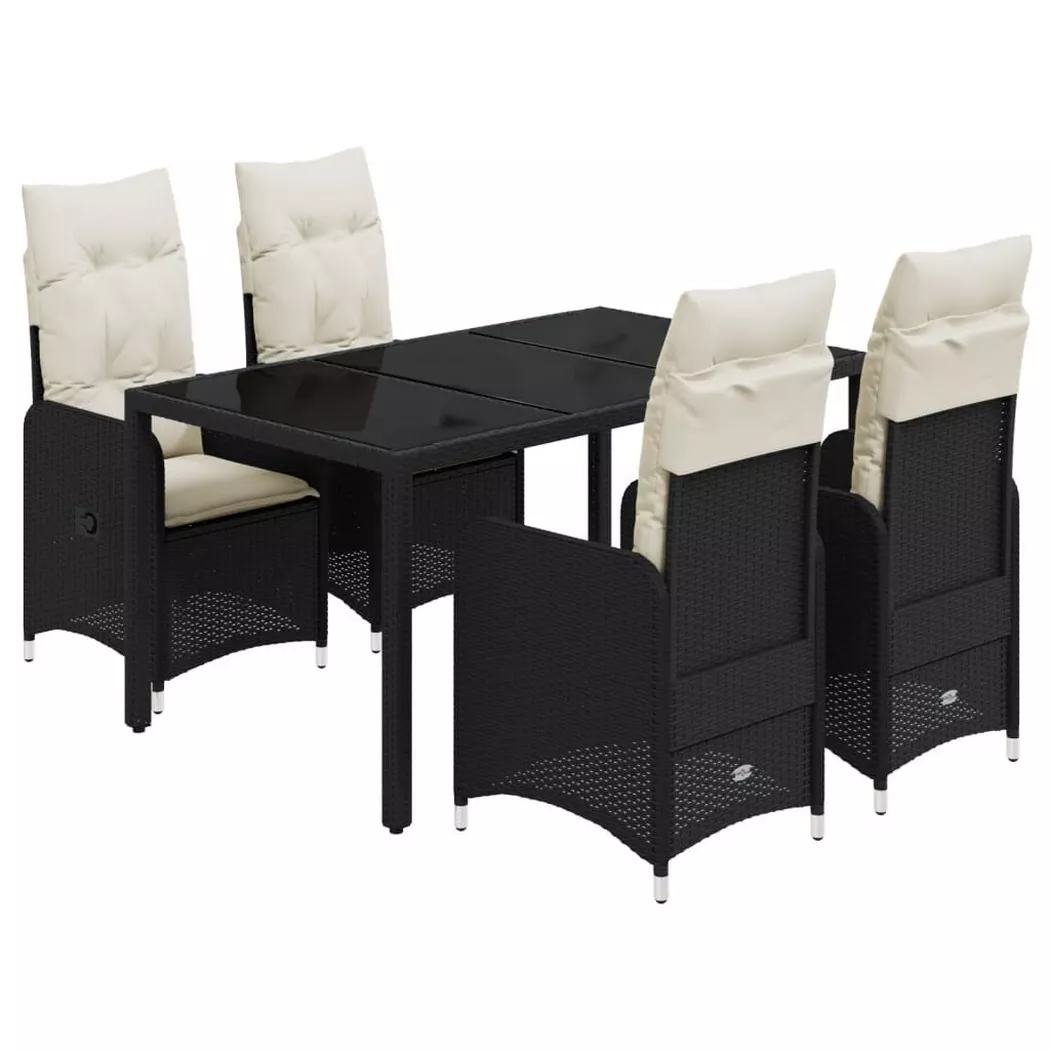 VidaXL - set da bistrò Polirattan, One Size, Nero