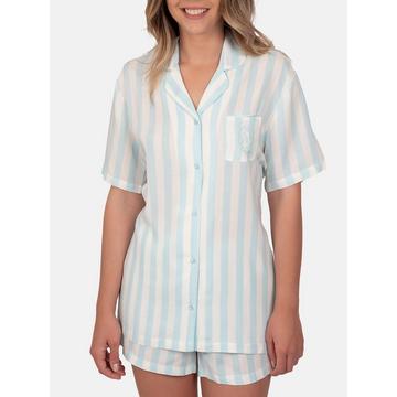 Camicia pigiama corta Classic Stripes blu