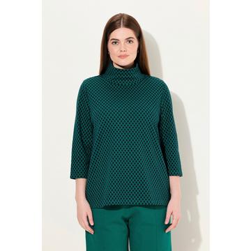 Sweatshirt, Jacquard, Stehkragen, 3/4-Arm, Biobaumwolle