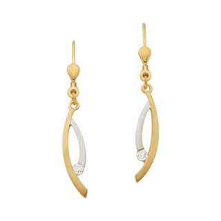 MUAU Schmuck  Clous d'oreilles bicolores or jaune/blanc 750 diamant 0,12ct. 36x6mm 