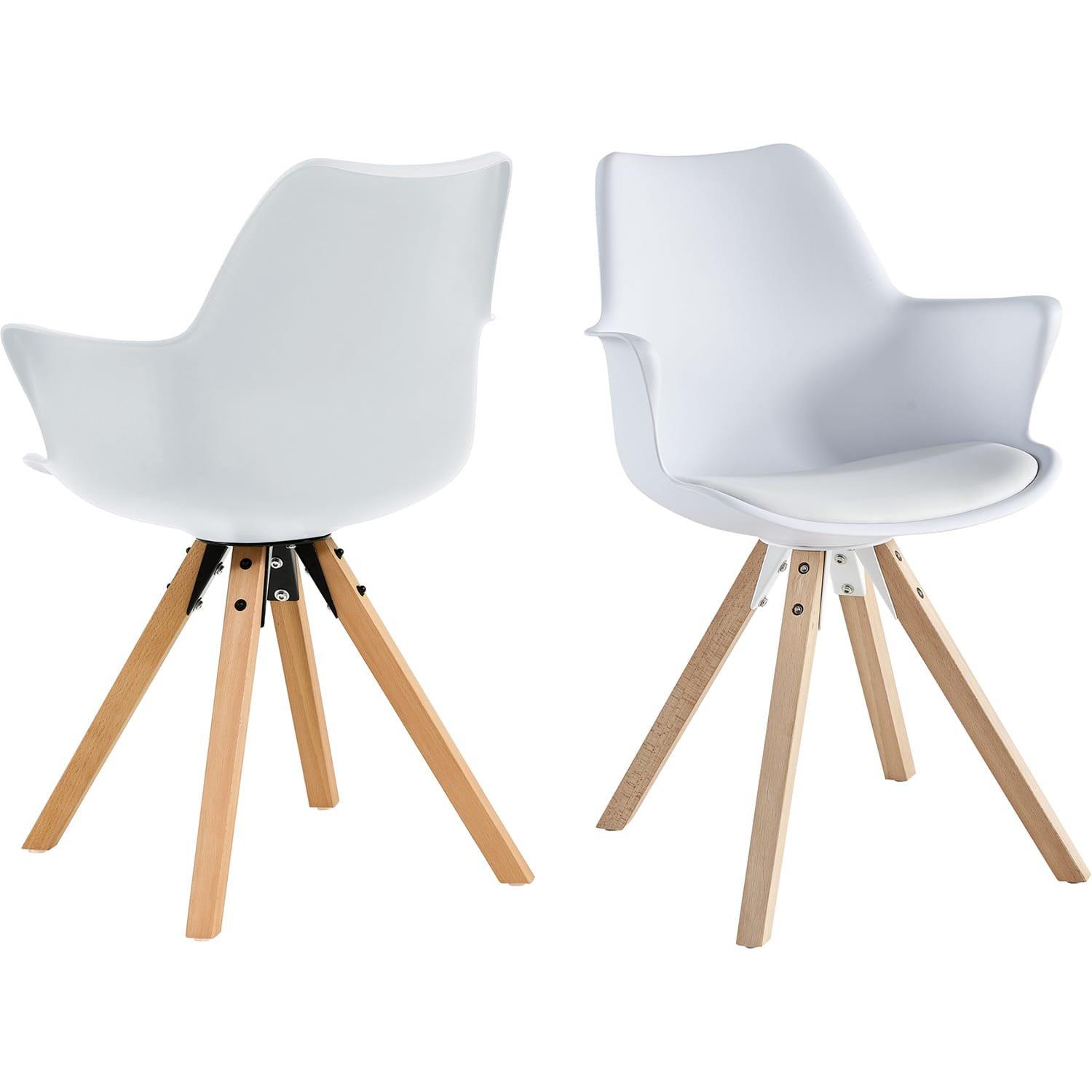 mutoni Chaise de salle à manger avec accoudoirs Glebstor blanc (lot de 2)  