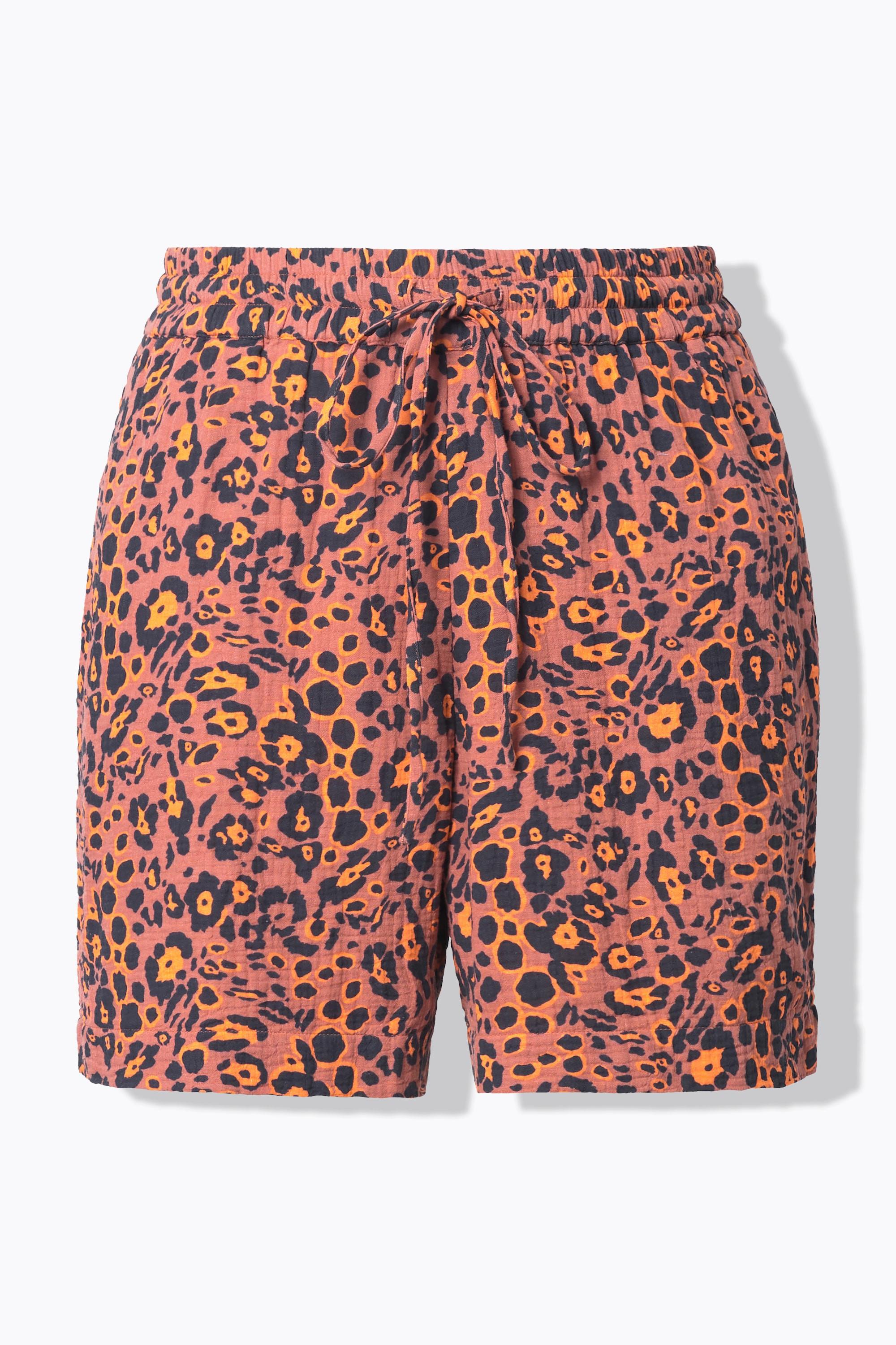 Studio Untold Musselin Wide Leg Leopard Print Shorts  