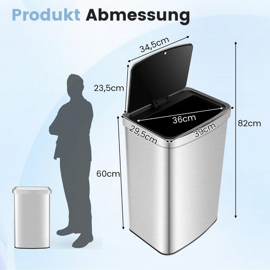 Northix Poubelle à capteur, capacité de 50 L  