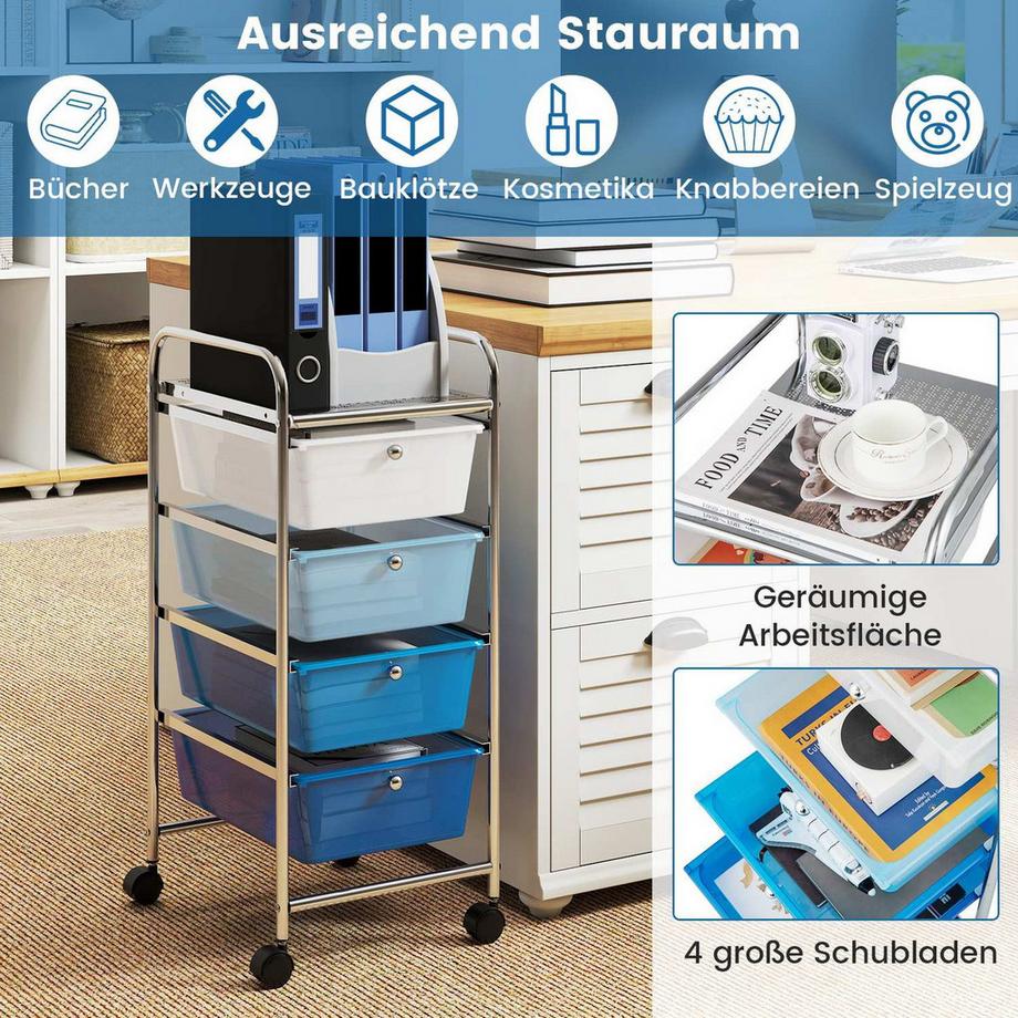 Northix Rollwagen mit 4 Schubladen  