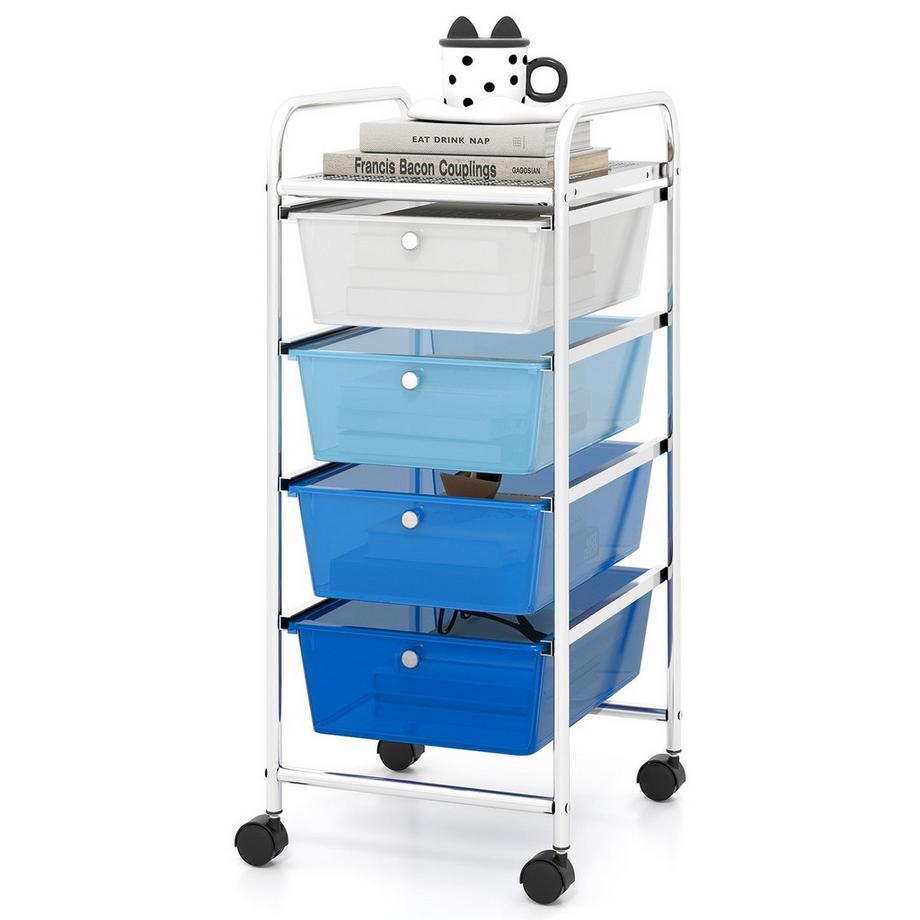 Carrello portaoggetti con ruote a 4 cassetti