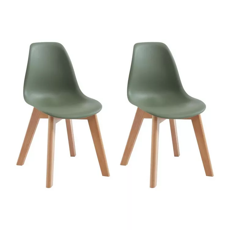 Vente-unique Kinderstuhl 2er-Set Polypropylen & Buche Grün LILINOU online kaufen MANOR