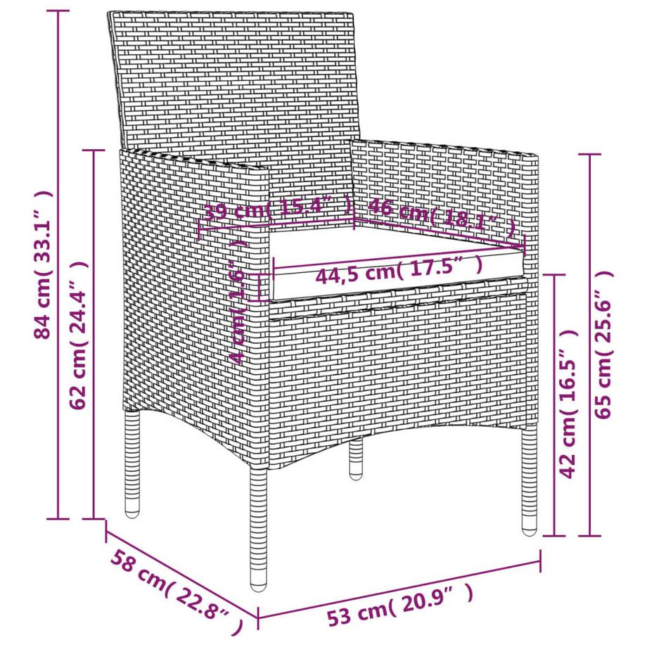 VidaXL Ensemble de salle à manger de jardin rotin synthétique  