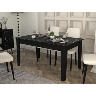 Vente-unique Tavolo da pranzo 6 coperti con vani portaoggetti Effetto marmo Nero - PERLINEA  