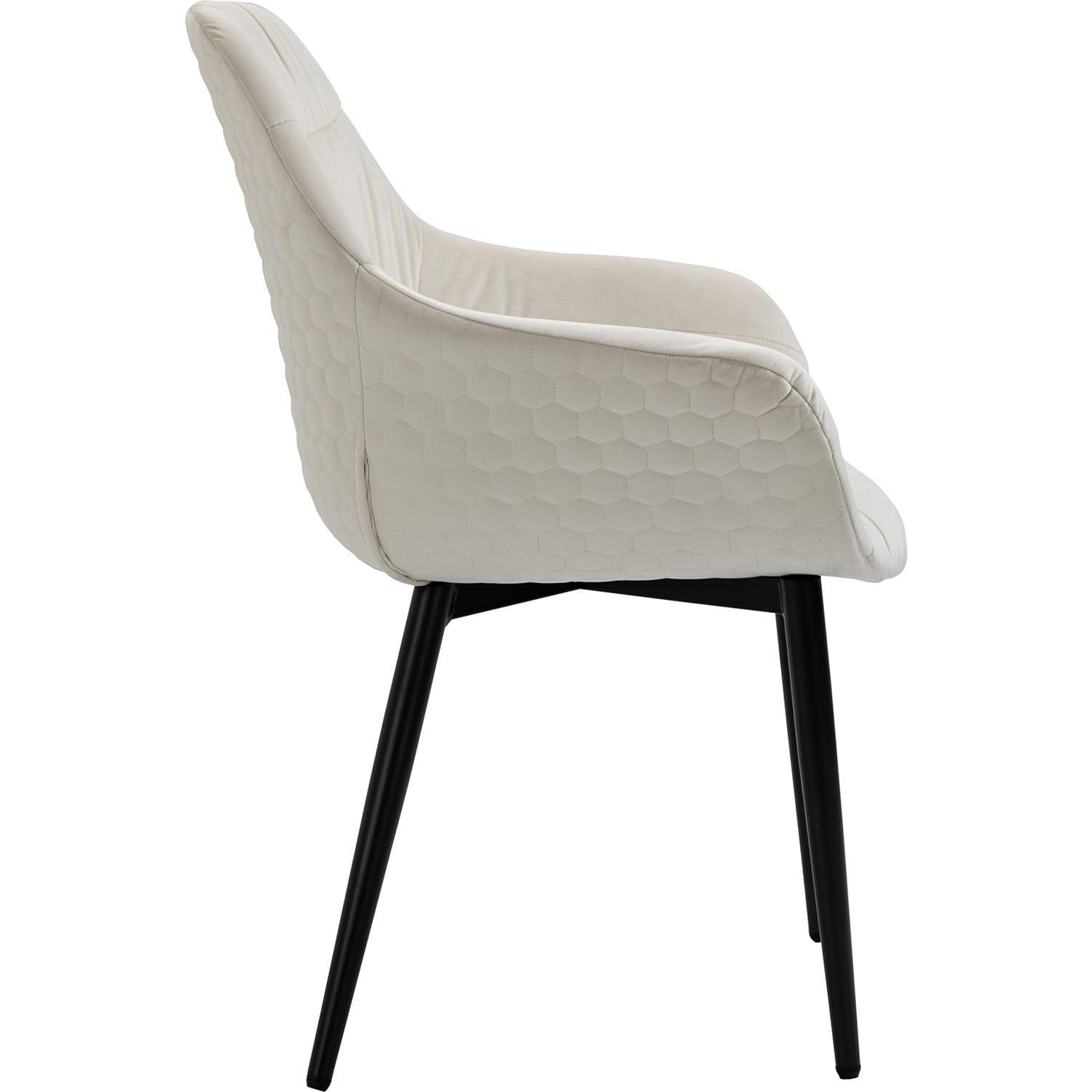 mutoni Chaise avec accoudoirs velours crème  