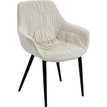 Fauteuil velours crème