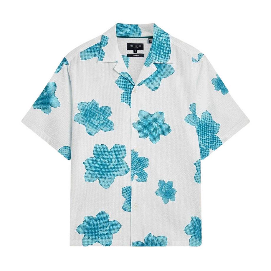 Camicia Floreale Seersucker Maniche Corte