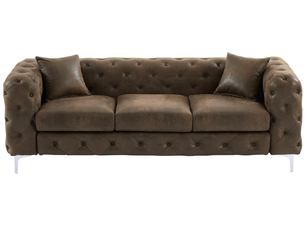 Vente-unique Chesterfield Sofa 3-Sitzer - Mikrofaser - Vintage-Leder-Optik - EDWINA  