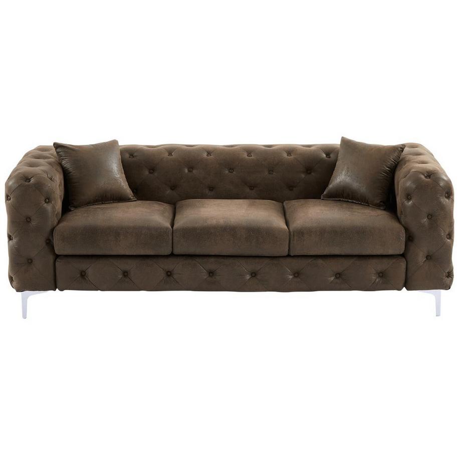 Vente-unique Chesterfield Sofa 3-Sitzer - Mikrofaser - Vintage-Leder-Optik - EDWINA  