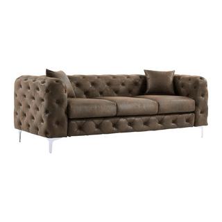 Vente-unique Chesterfield Sofa 3-Sitzer - Mikrofaser - Vintage-Leder-Optik - EDWINA  