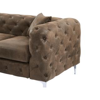 Vente-unique Canapé 3 places chesterfield en microfibre aspect cuir vieilli EDWINA  