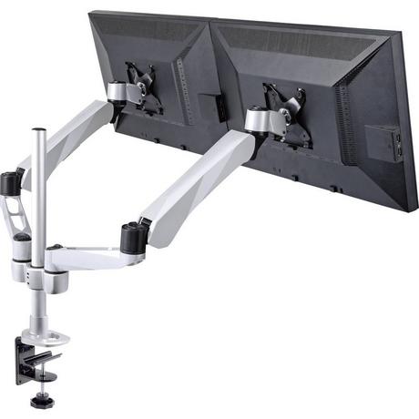 SpeaKa Professional  Flex 2fach Monitorhalter, Tischmontage mit Gasdruck-Technik mit Grommet- und C-Klemme 