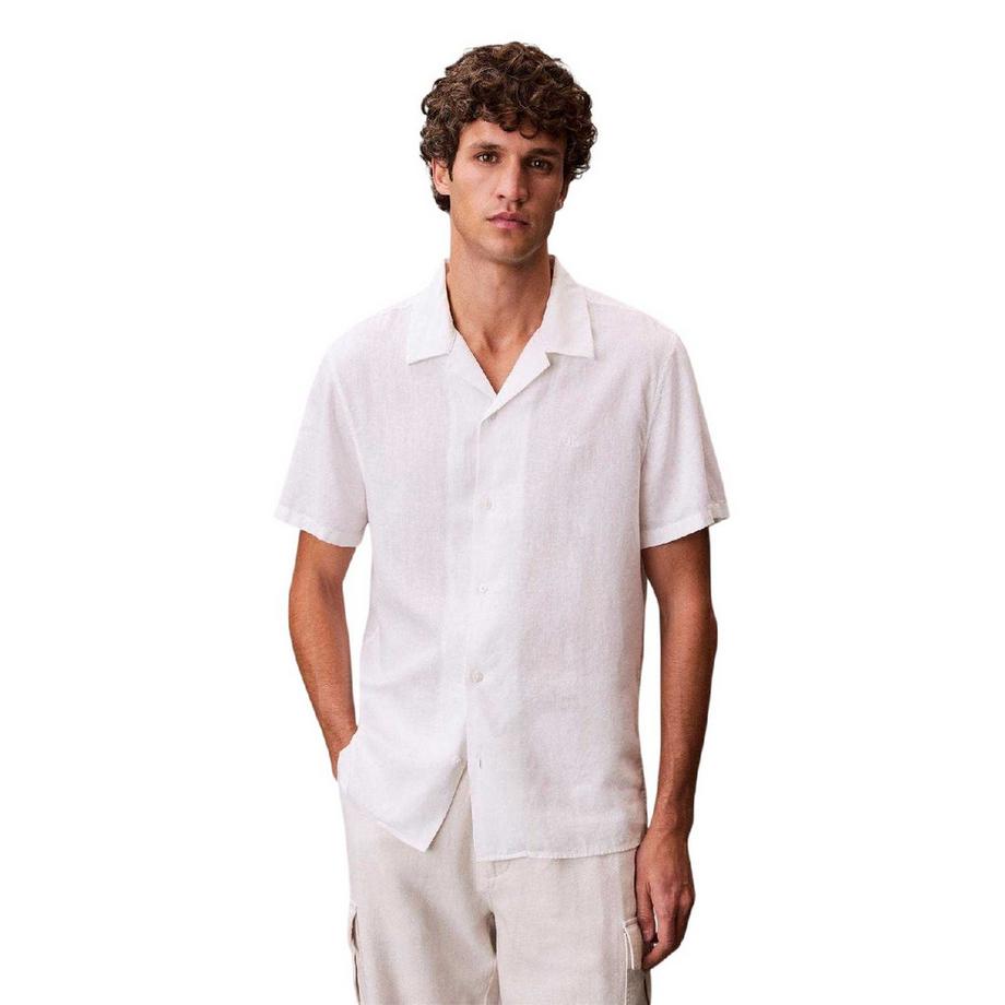 Calvin Klein Camicia Maniche Corte Misto Lino  