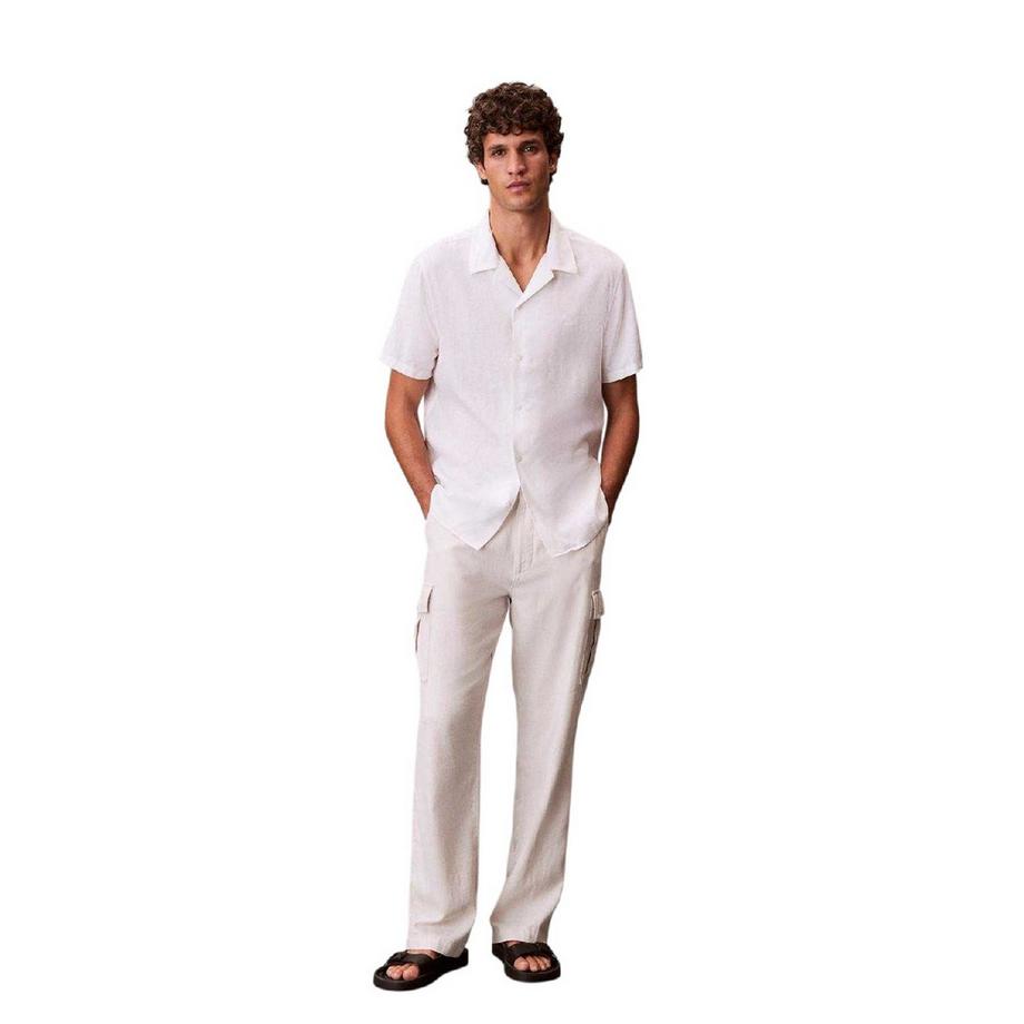 Calvin Klein Camicia Maniche Corte Misto Lino  
