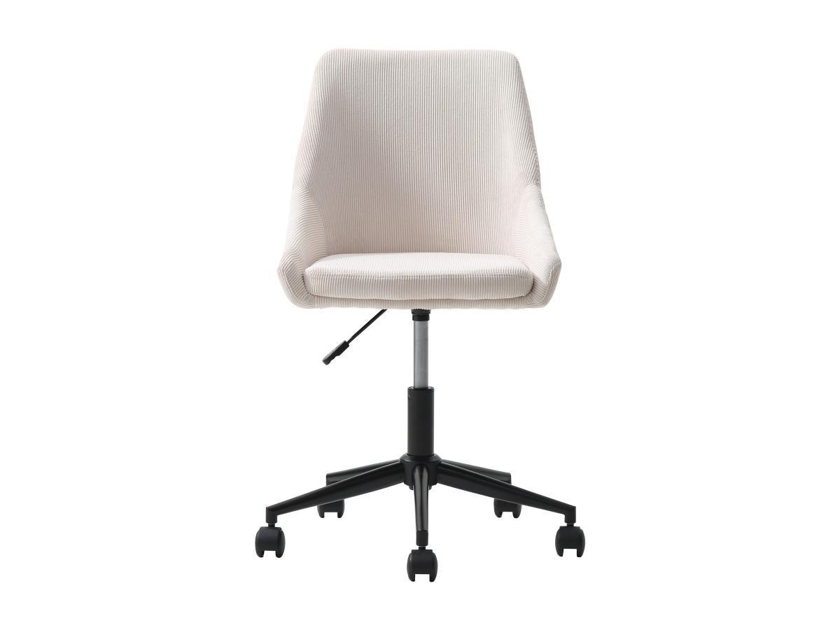 Vente-unique Chaise de bureau - Velours côtelé - Crème et noir - Hauteur ajustable - MASURIE  