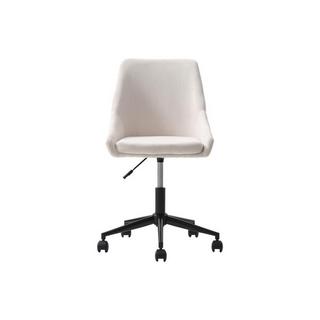 Vente-unique Chaise de bureau - Velours côtelé - Crème et noir - Hauteur ajustable - MASURIE  