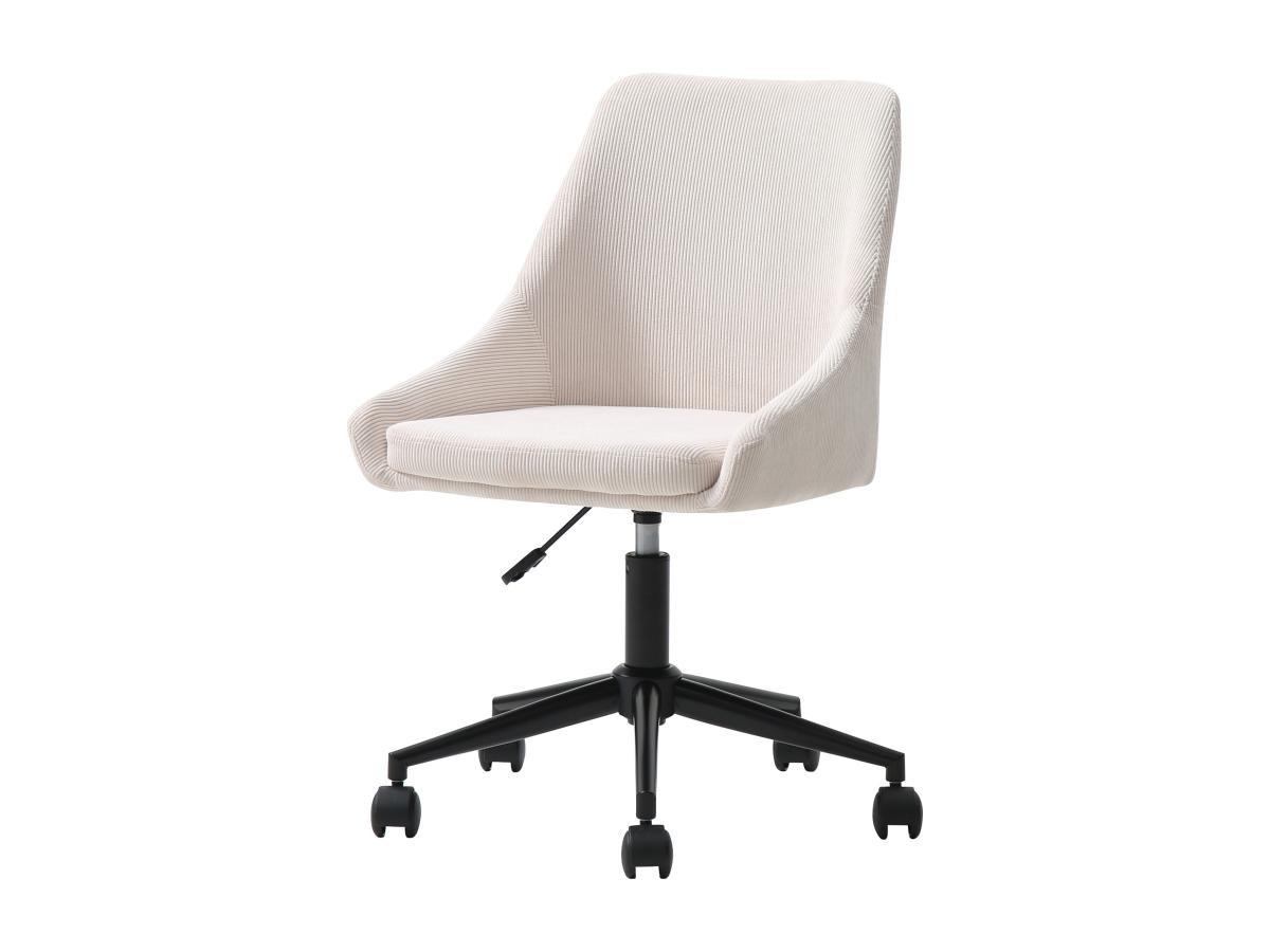 Vente-unique Chaise de bureau - Velours côtelé - Crème et noir - Hauteur ajustable - MASURIE  