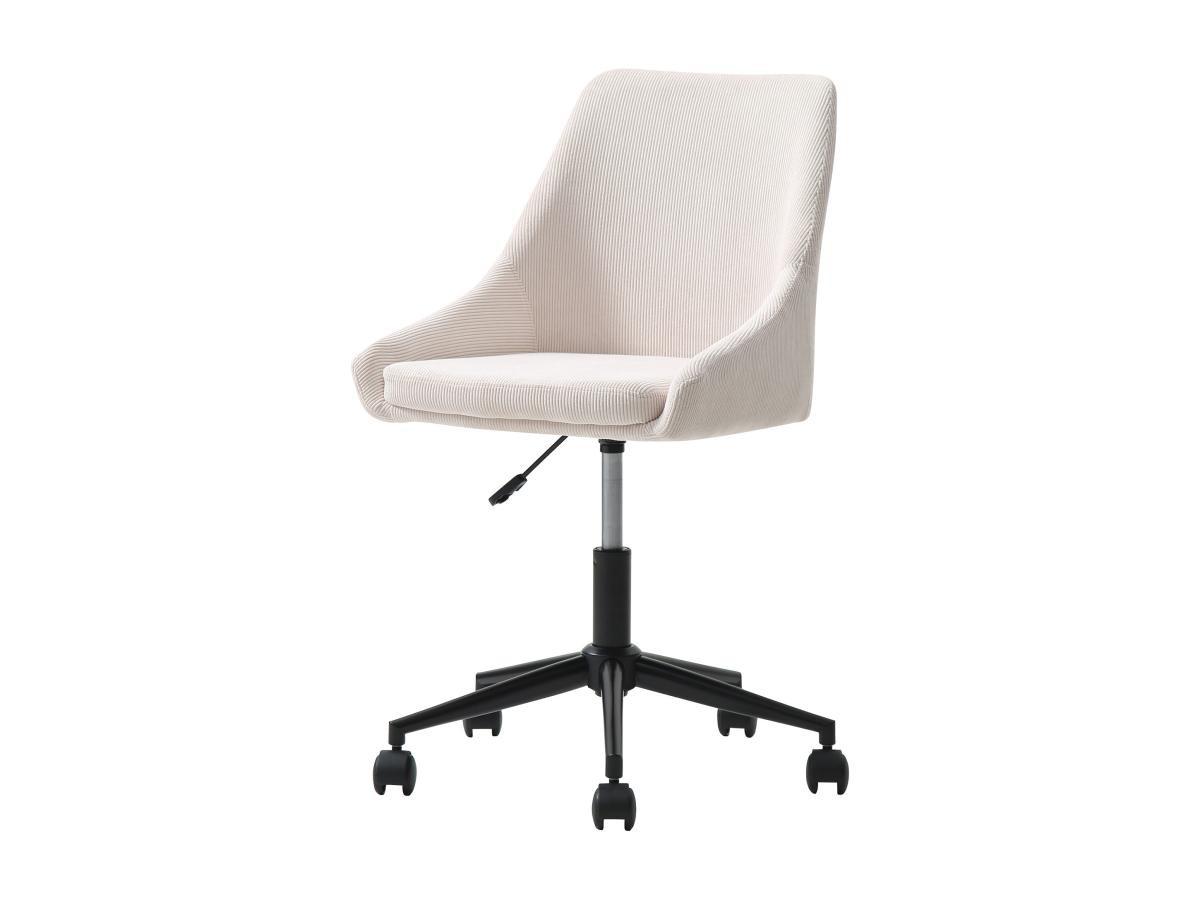 Vente-unique Chaise de bureau - Velours côtelé - Crème et noir - Hauteur ajustable - MASURIE  