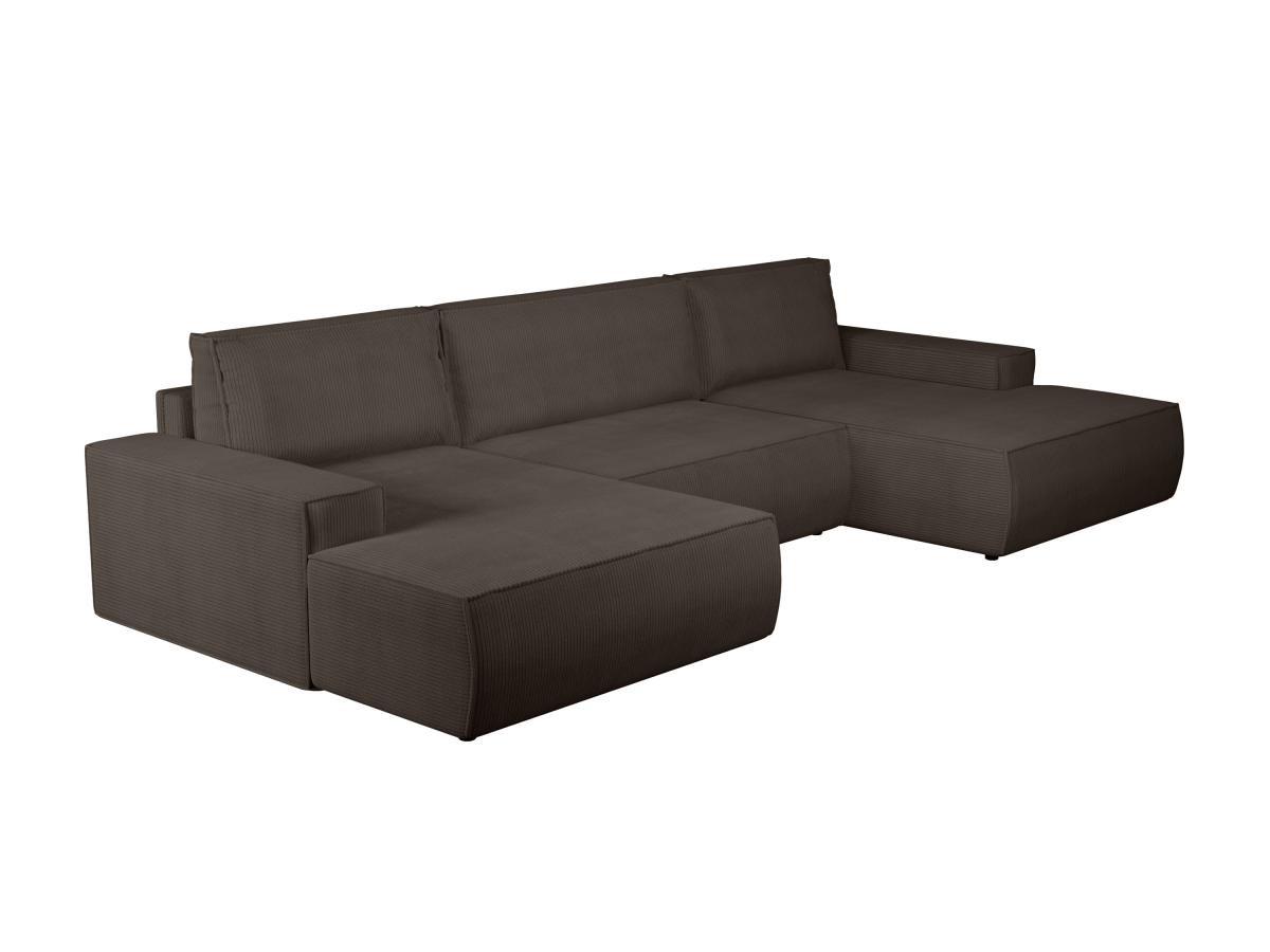 Vente-unique Große Wohnlandschaft mit Schlaffunktion - Cord - Braun - AMELIA  