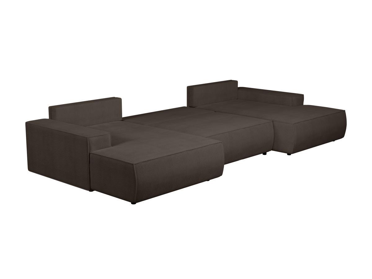 Vente-unique Große Wohnlandschaft mit Schlaffunktion - Cord - Braun - AMELIA  