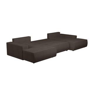 Vente-unique Große Wohnlandschaft mit Schlaffunktion - Cord - Braun - AMELIA  