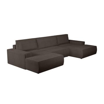 Große Wohnlandschaft mit Schlaffunktion - Cord - Braun - AMELIA