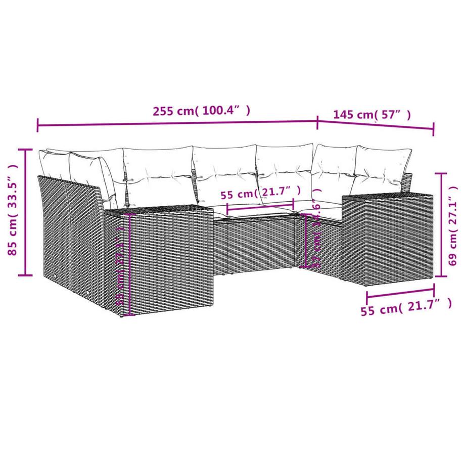 VidaXL set divano da giardino Polirattan  