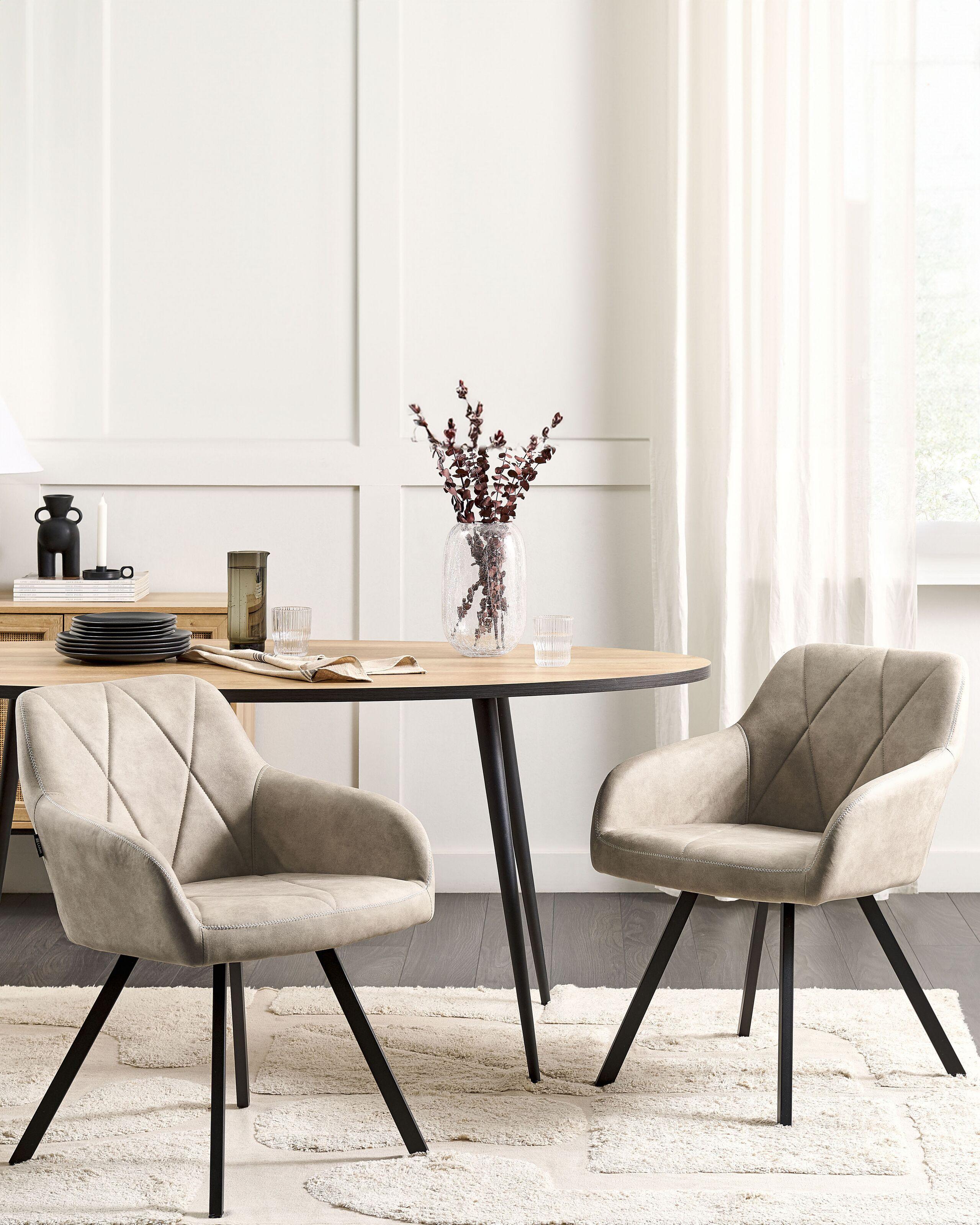 Beliani Esszimmerstuhl 2er Set aus Stoff Glamourös MONEE  