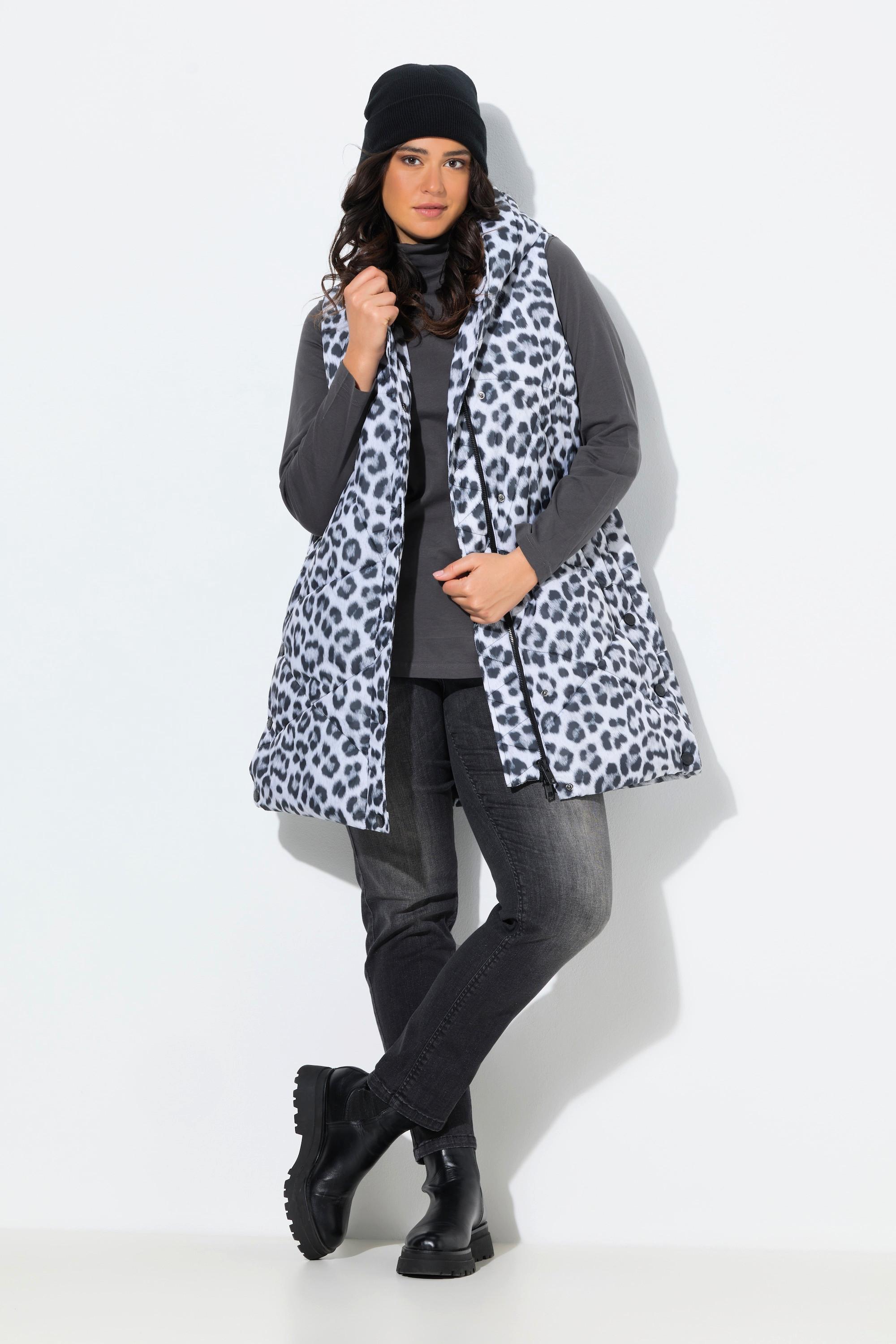 Ulla Popken Gilet Lungo Trapuntato con Stampa Idrorepellente  