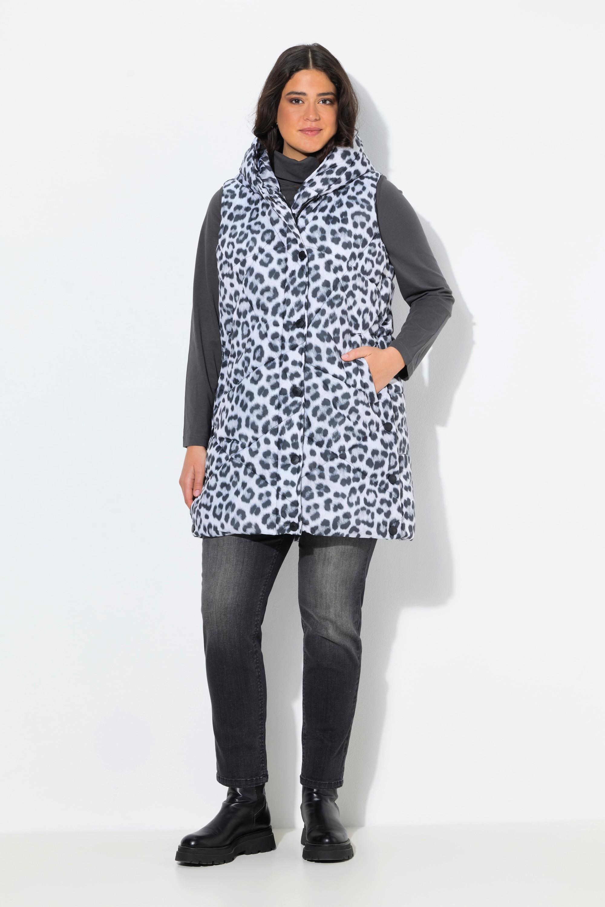 Ulla Popken Gilet Lungo Trapuntato con Stampa Idrorepellente  