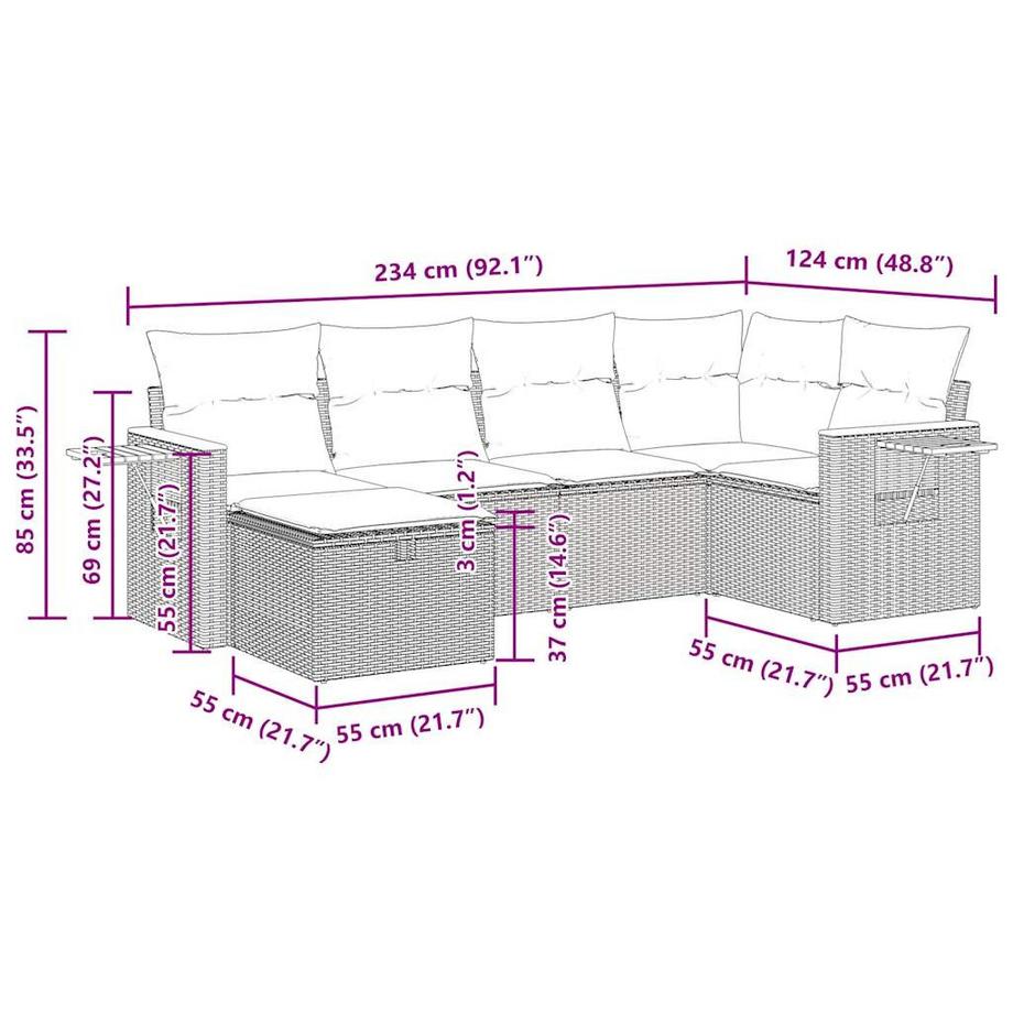 VidaXL set di divani da giardino Polirattan  