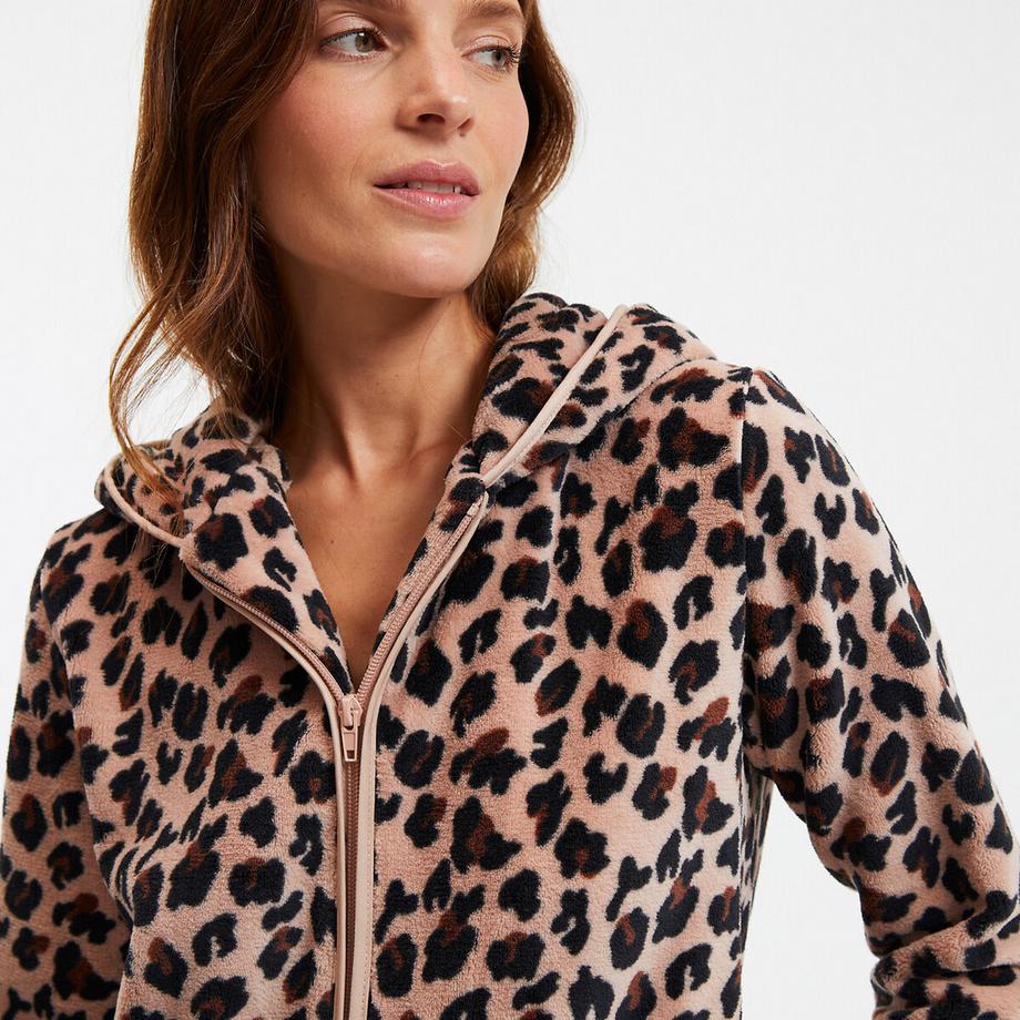 SO'HOME Tuta in pile stampa leopardata  