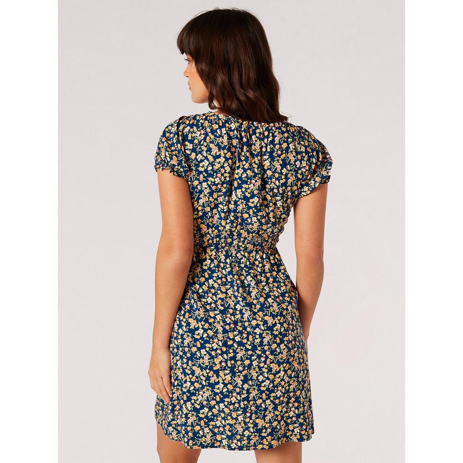 APRICOT Florales gesmoktes Minikleid  