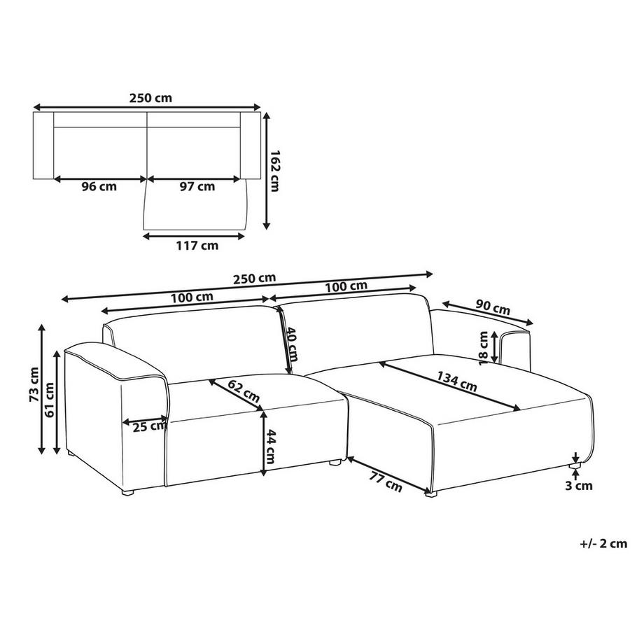 Beliani Linksseitiges Ecksofa aus Stoff Modern FAABORG  