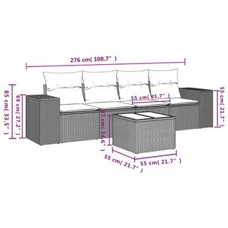 VidaXL set divano da giardino Polirattan  