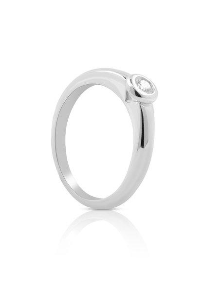 MUAU Schmuck  Solitaire Ring Diamant 0.10ct. Weissgold 750 