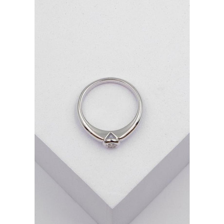 MUAU Schmuck  Bague Solitaire Diamant 0.10ct. or blanc 750 