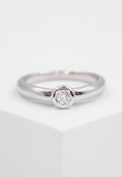 MUAU Schmuck  Bague Solitaire Diamant 0.10ct. or blanc 750 