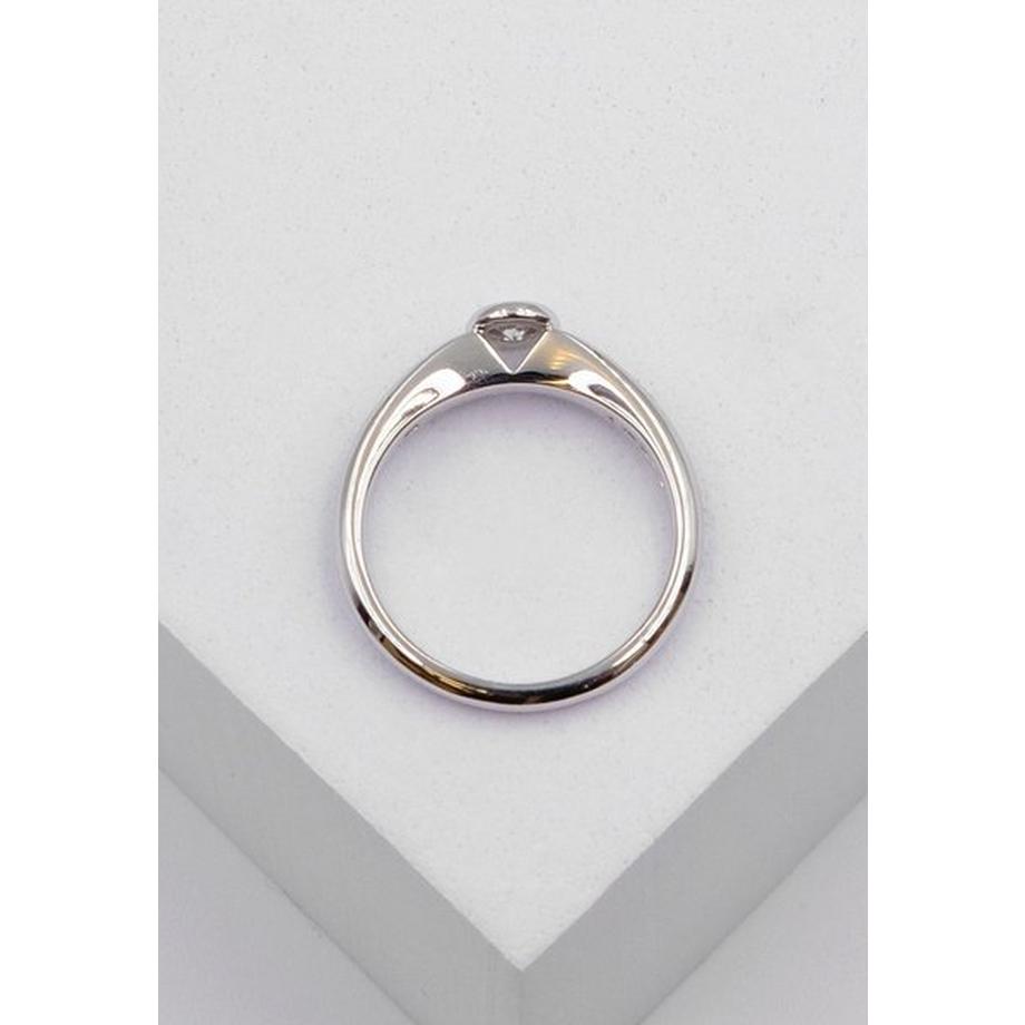 MUAU Schmuck  Bague Solitaire Diamant 0.10ct. or blanc 750 