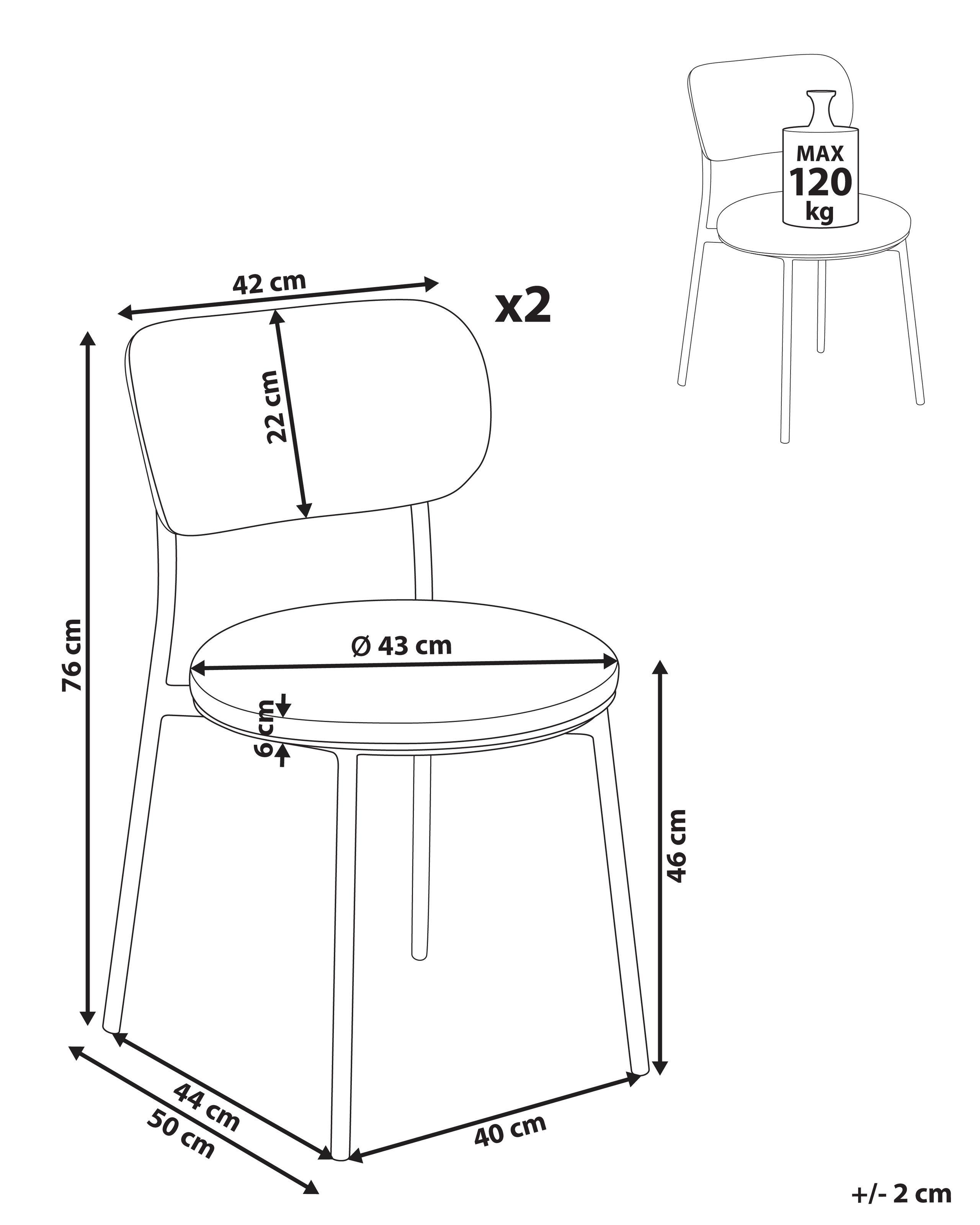 Beliani Esszimmerstuhl 2er Set aus Stoff Skandinavisch CASEY  