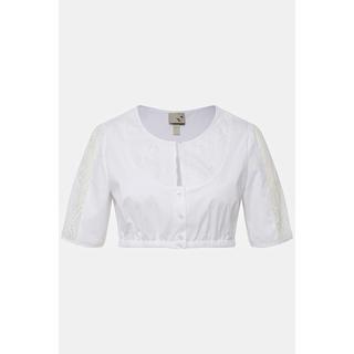 Ulla Popken Camicetta Dirndl Dettaglio Pizzo Scollo Rotondo Mezze Maniche  